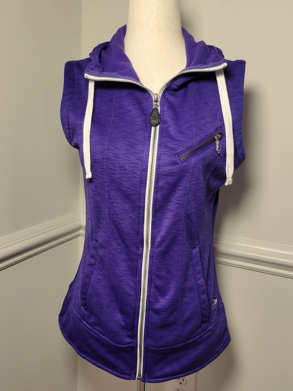 SIMS Snowboarding Womens Small Purple Hooded Fleece Ski Vest Full Zip